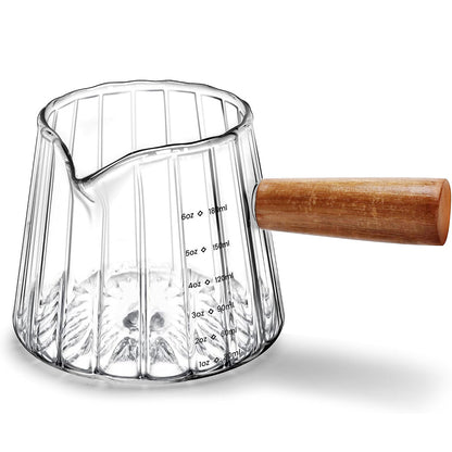 180ml Ribbed Glass Espresso Measuring Cup with Handle - Clear