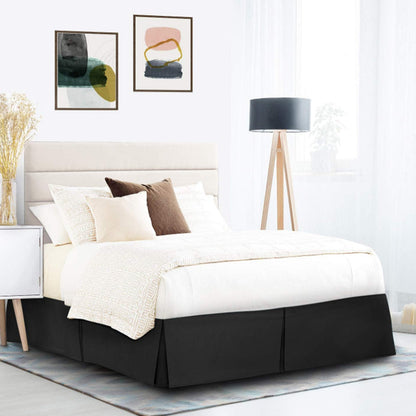 Pleated Bed Skirt Easy Fit Bed Drop Wrap Black
