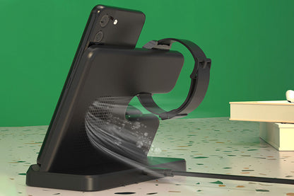 3 in 1 Wireless Charger Fast Charging Station Pad - Black
