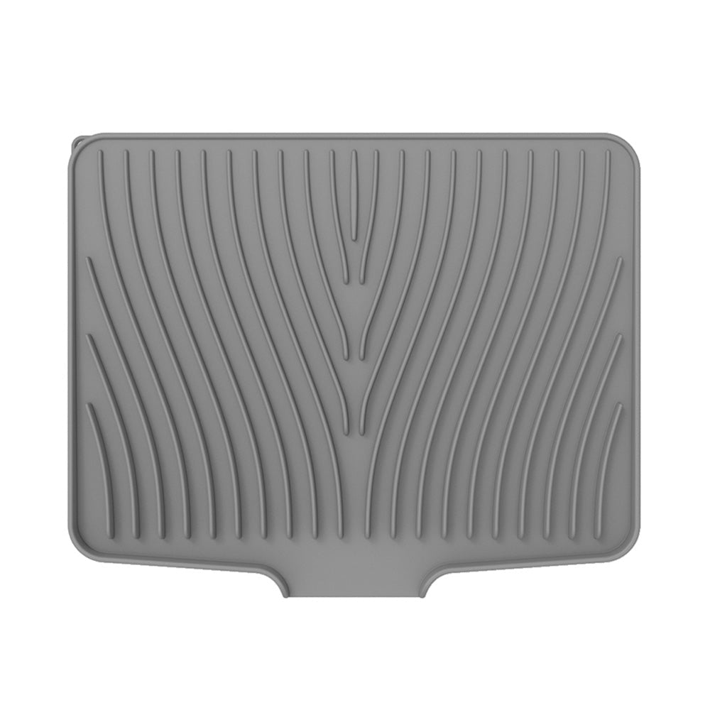 Silicone Dish Drying Mat for Kitchen Counter Non-Slip Drain Pad Grey