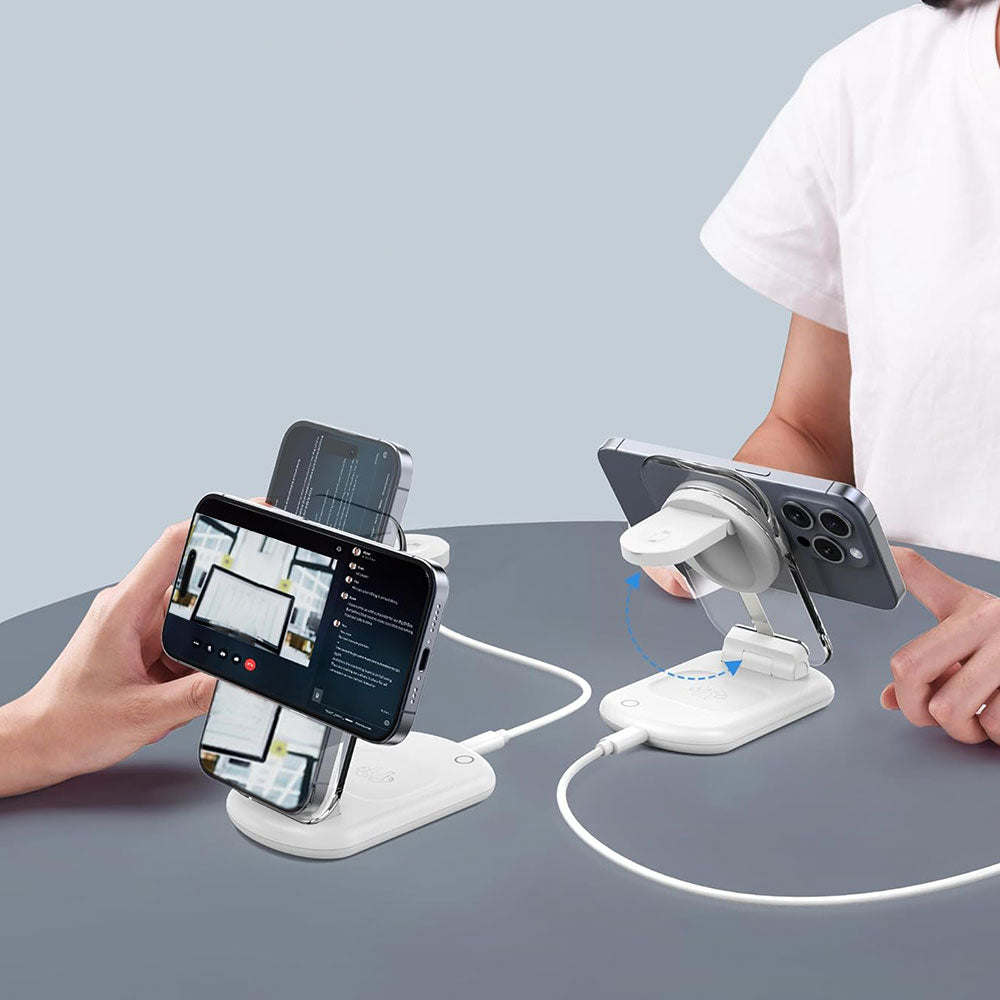 3-in-1 Wireless Charging Station for Apple Devices Wireless Charger Dock with Night Light White