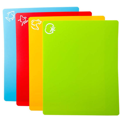 4Pcs Set Flexible Cutting Boards Plastic Kitchen Chopping Boards for Meat and Vegetable