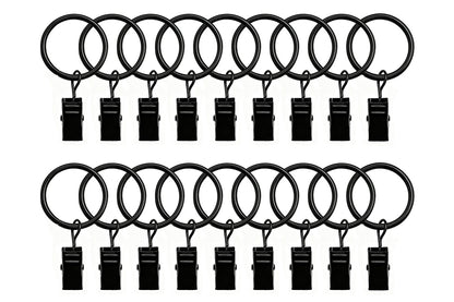 18-Pack Metal Curtain Rings Clips 4.0mm Wire 50mm Inner Diameter-Black