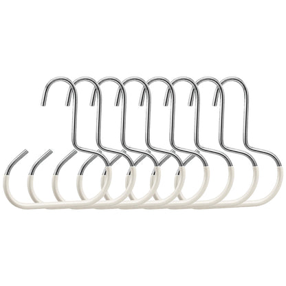 8 Piece Iron Ring Hat Storage Hooks for Closet Cap Scarf and Bag Hangers - White