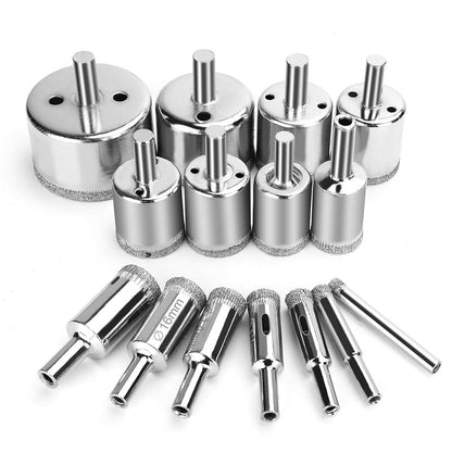 15 PCS Drill Bit Set for Glass Tile  Precision Hole Saws 0.6-0.05cm