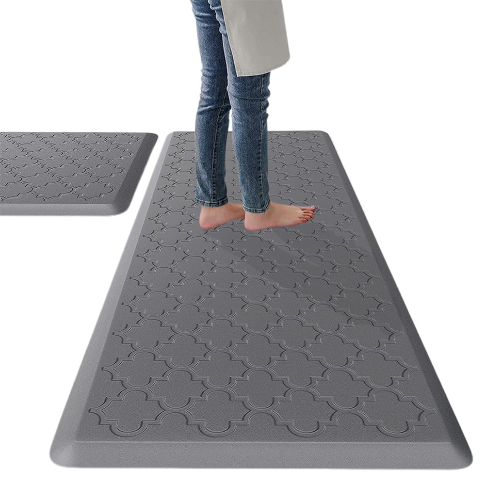 Anti Fatigue Cushioned PVC Floor Mat for Kitchen and Office-Grey