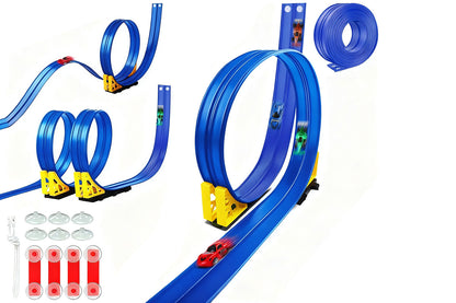 Flexible Race Track Toy Roll-Up Car - Blue