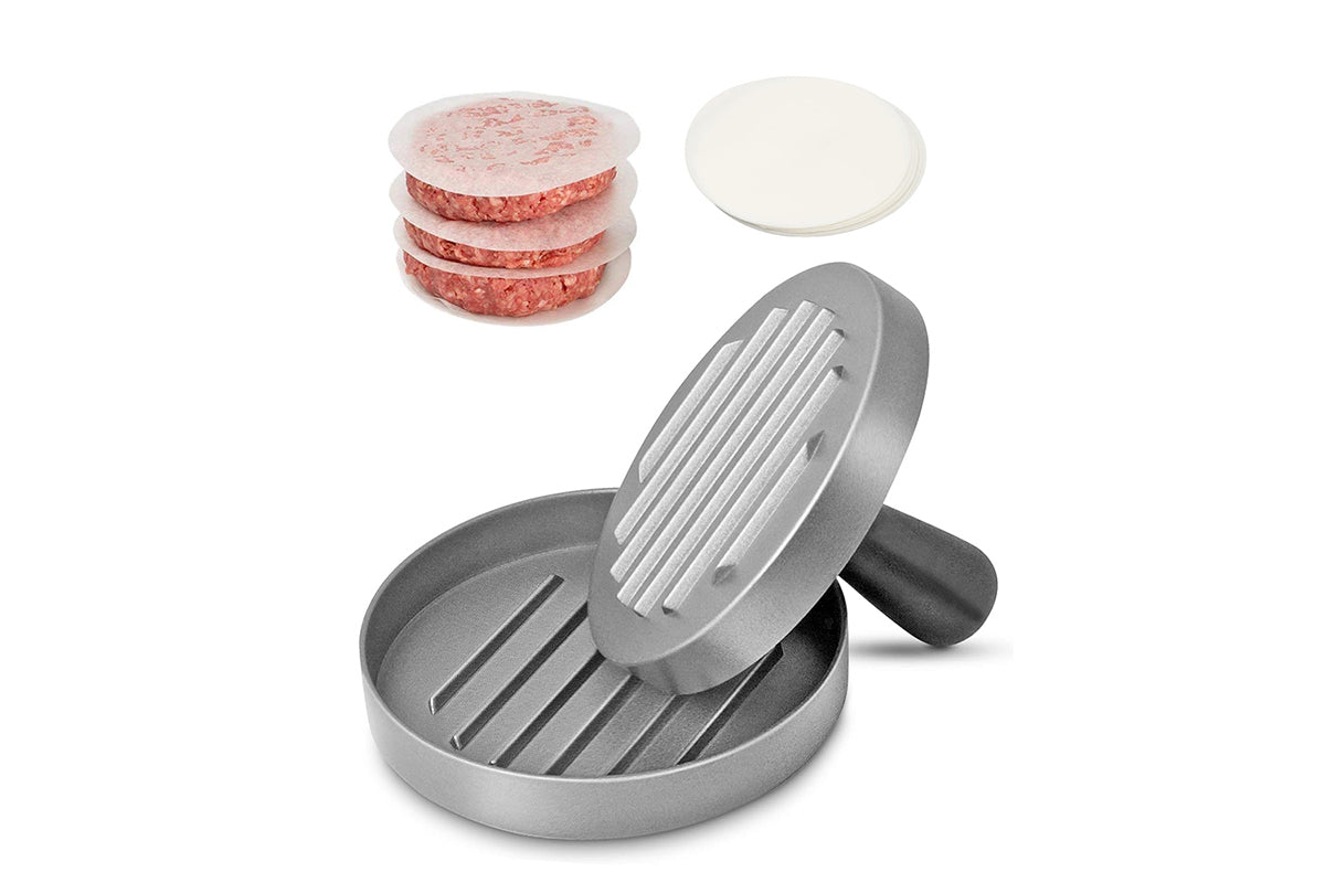 Burger Press With 100Pcs Oil Blotting Paper Hamburger Maker Patty Mold DIY Meat BBQ Mold
