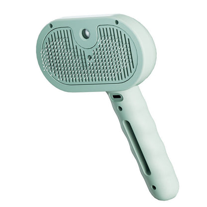 Pet Steam Brush Cat Dog Spray Hair Removal Comb for Shedding Grooming Green