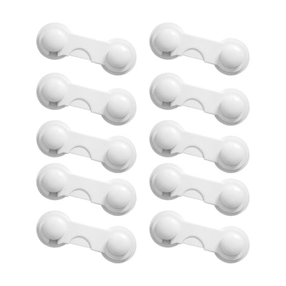 Set of 10Pcs Child-Proof Cabinet Locks Self-Adhesive Fridge Lock Child Safety Latches White
