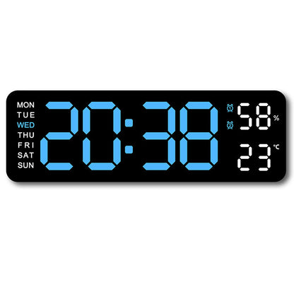 Alarm Clock Dual Alarm Wall Clock with Temperature and Humidity - Blue