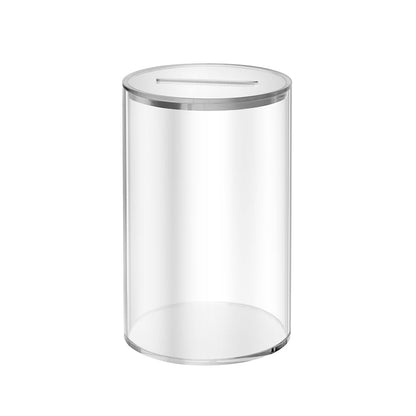 Round Clear Acrylic Piggy Bank Must Break to Open Money Box