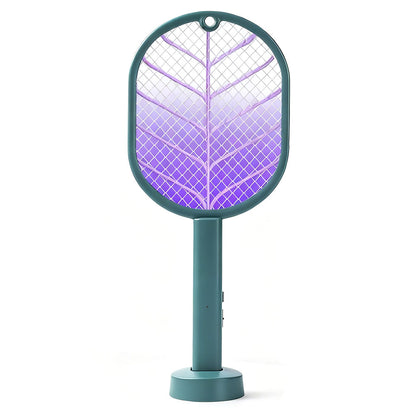 2-in-1 Electric USB Rechargeable Fly Swatter and Mosquito Killer Racket Green