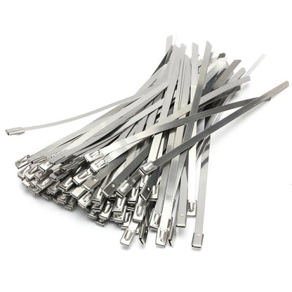100 Piece 304 Stainless Steel Self-Locking Cable Ties 0.46 cm Wide 30 cm