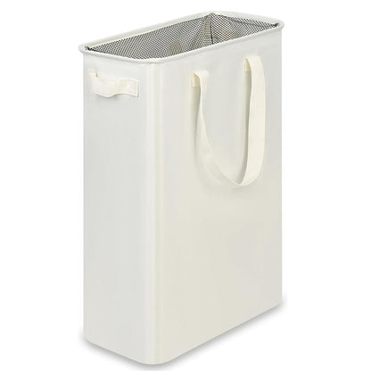 Slim Collapsible Laundry Basket with Handles for Small Spaces Beige