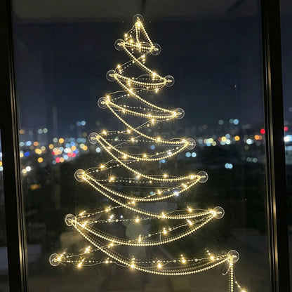 DIY Christmas Tree Window Light Suction Cups Xmas Decor String Light