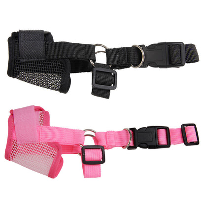2Pcs Dog Muzzle Anti Bite Chewing Mesh Mask Training for Small Medium Large Dogs-Pink