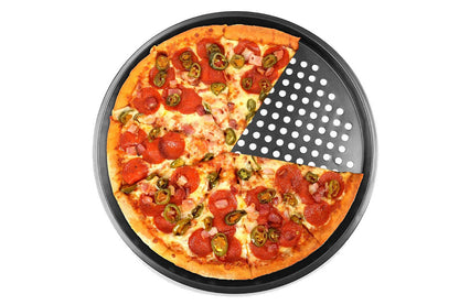 Pizza Pan Non Stick Crisper Tray Carbon Steel Round Oven Bakeware with Holes -26cm