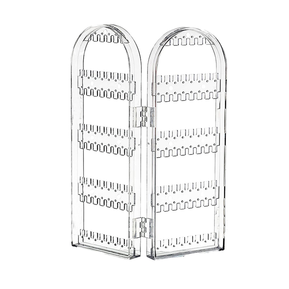 Acrylic Earrings Holder for Women Doors Foldable Screen Necklace Display Rack-White