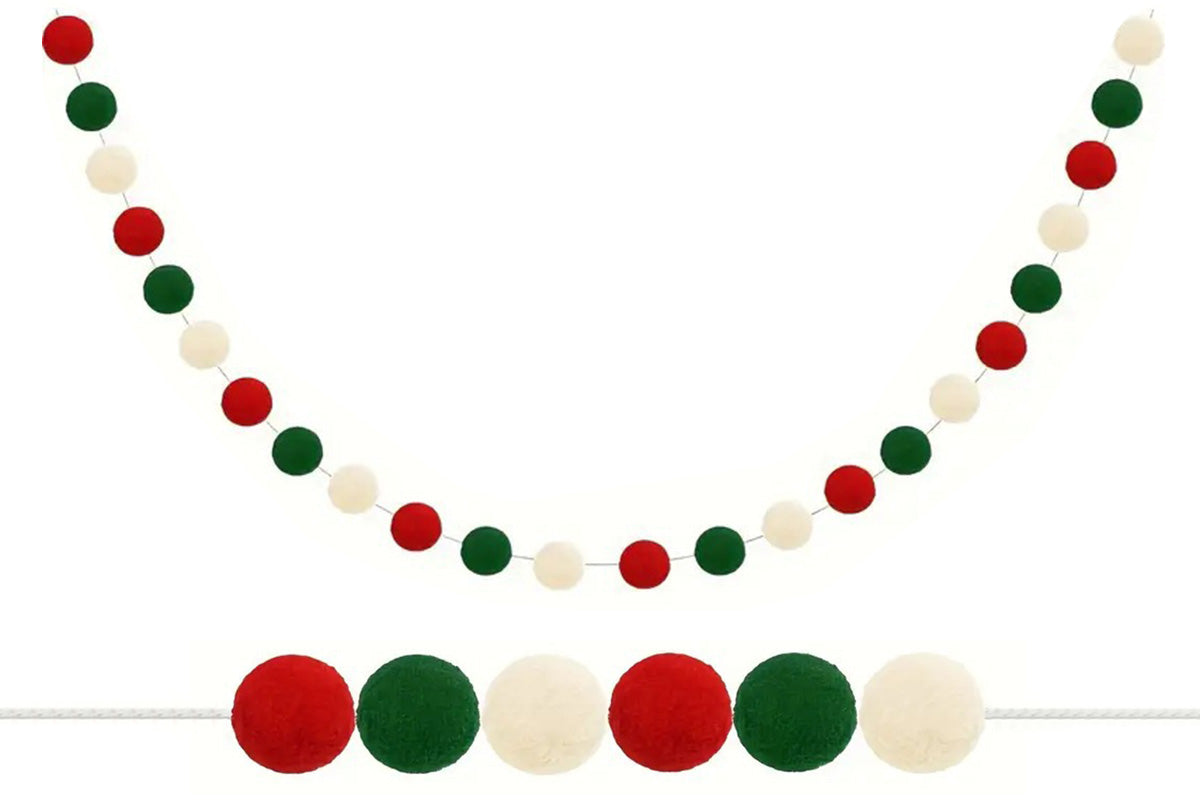 4PCS Christmas Pom Pom Garland Hanging Ball For Christmas Tree Party Decor