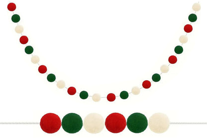 4PCS Christmas Pom Pom Garland Hanging Ball For Christmas Tree Party Decor