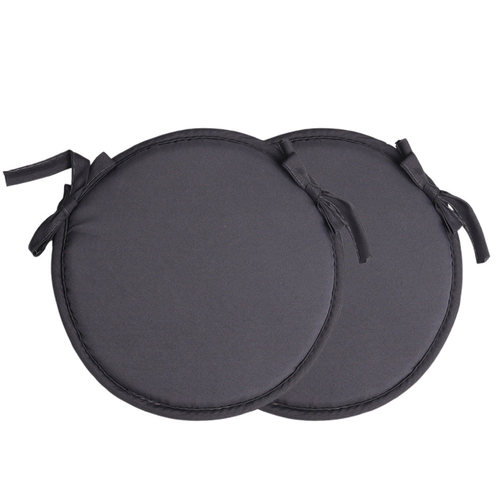 2 Pack Grey Round Sponge Chair Cushions with Ties for Stools - S