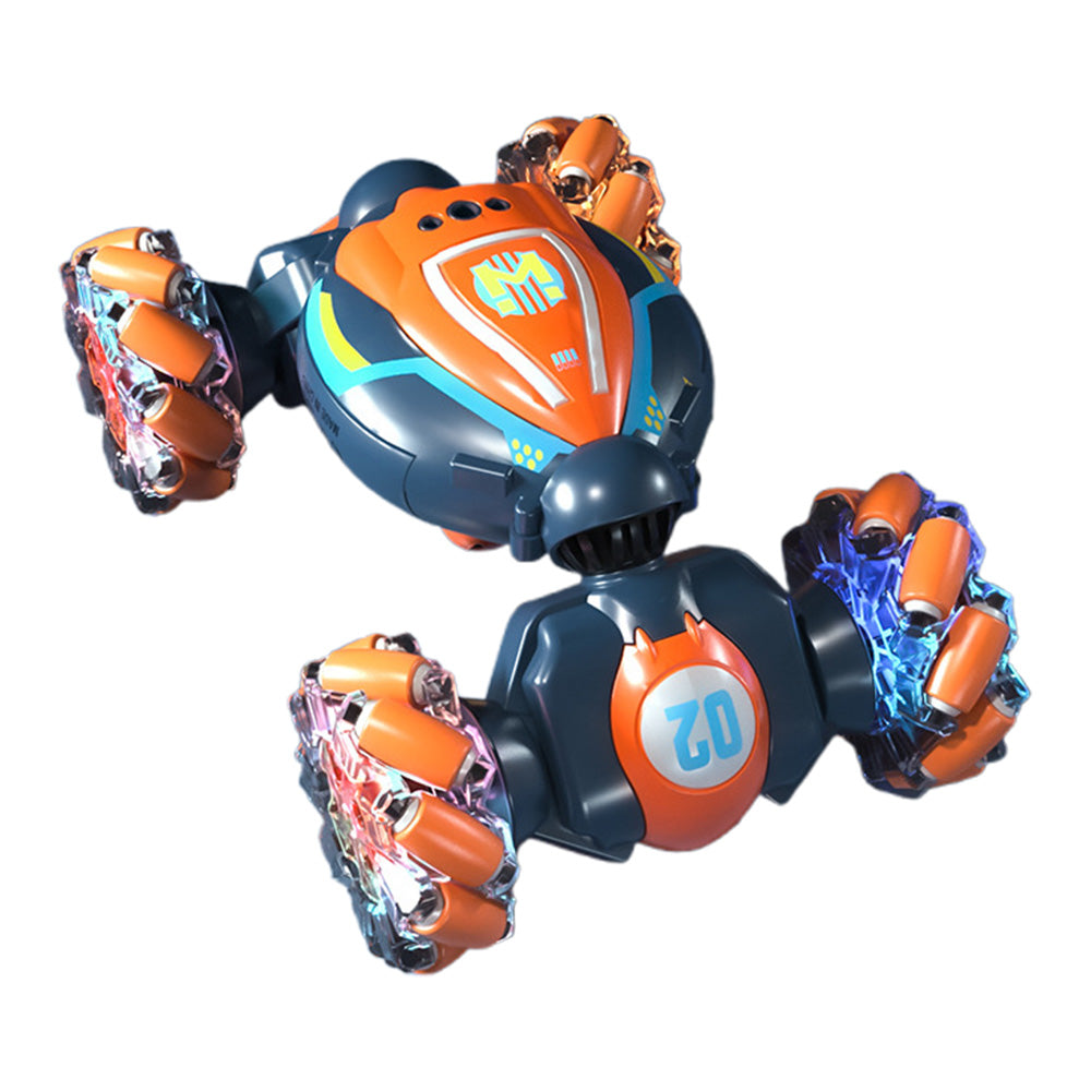 Gesture Sensing RC 4WD Twist Stunt Car Toy 2.4G Remote Control Rotating Car Toy with Lights Music Orange