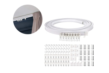 Flexible Ceiling Curved 5M Bendable Curtain Track - White