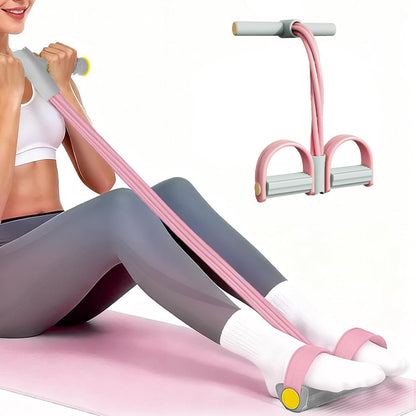 6 Tube Multifunction Pedal Resistance Band with Hand for Sit Up Home Gym Workout-Pink