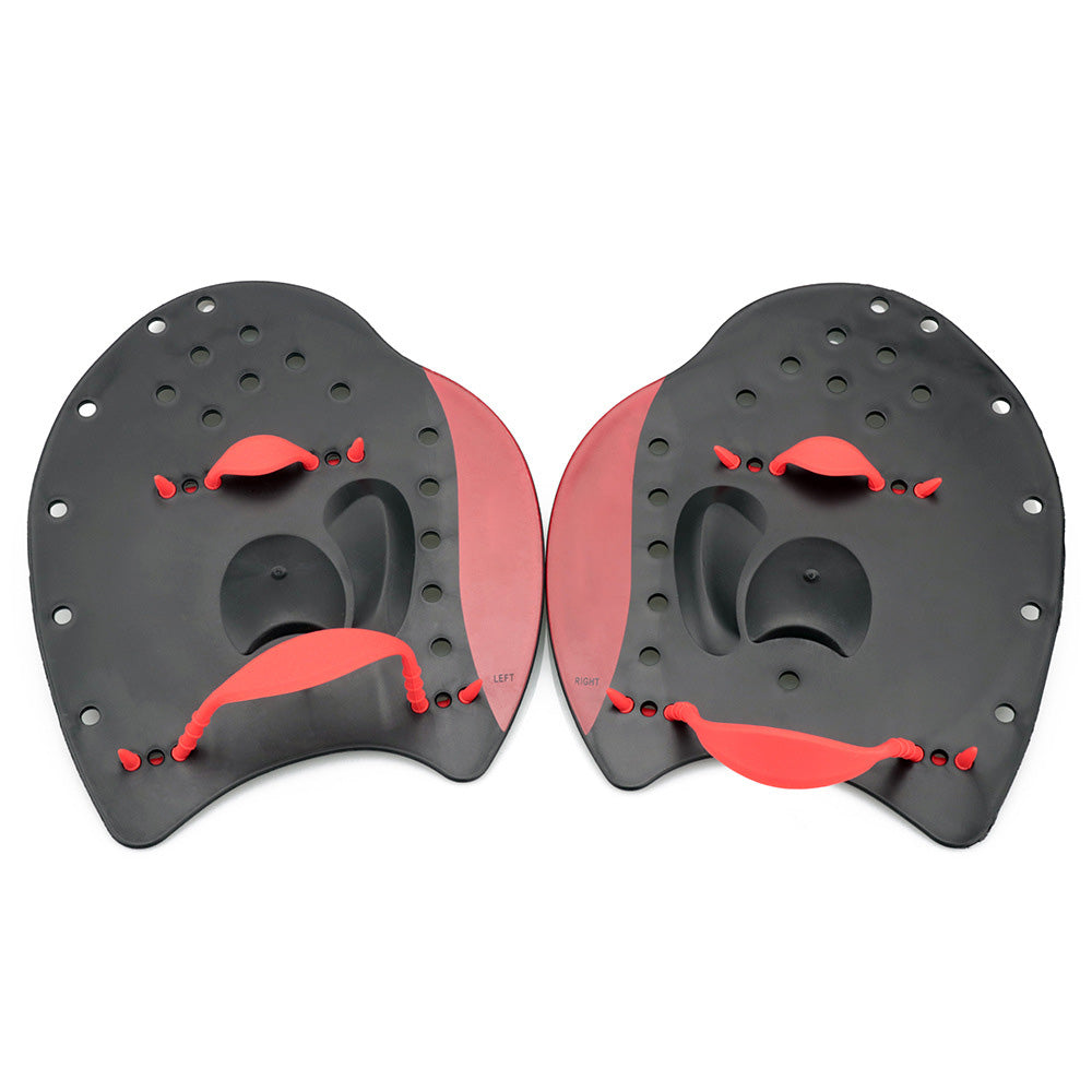 Pair of Unisex Swim Hand Paddles with Adjustable Straps Swimming Training Aid Red