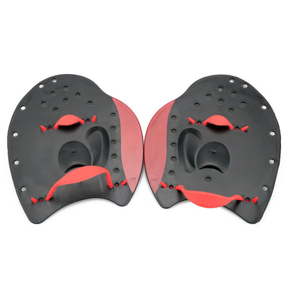 Pair of Unisex Swim Hand Paddles with Adjustable Straps Swimming Training Aid Red