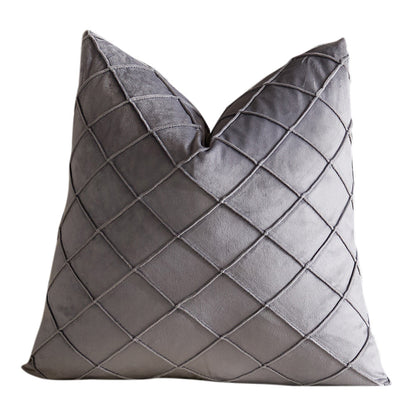 Velvet Rhombus Pleated Cushion Cover for Sofa Bedroom and Window Seat - Grey