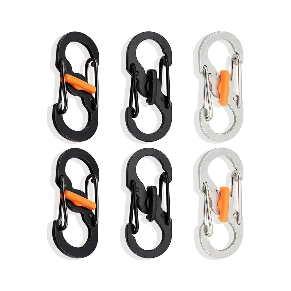 6Pcs Anti Theft S Carabiner Locking Keychain Clip Twist Lock Mini Carabiner Clip