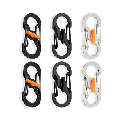 6Pcs Anti Theft S Carabiner Locking Keychain Clip Twist Lock Mini Carabiner Clip