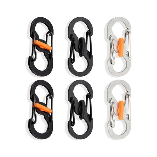 6Pcs Anti Theft S Carabiner Locking Keychain Clip Twist Lock Mini Carabiner Clip