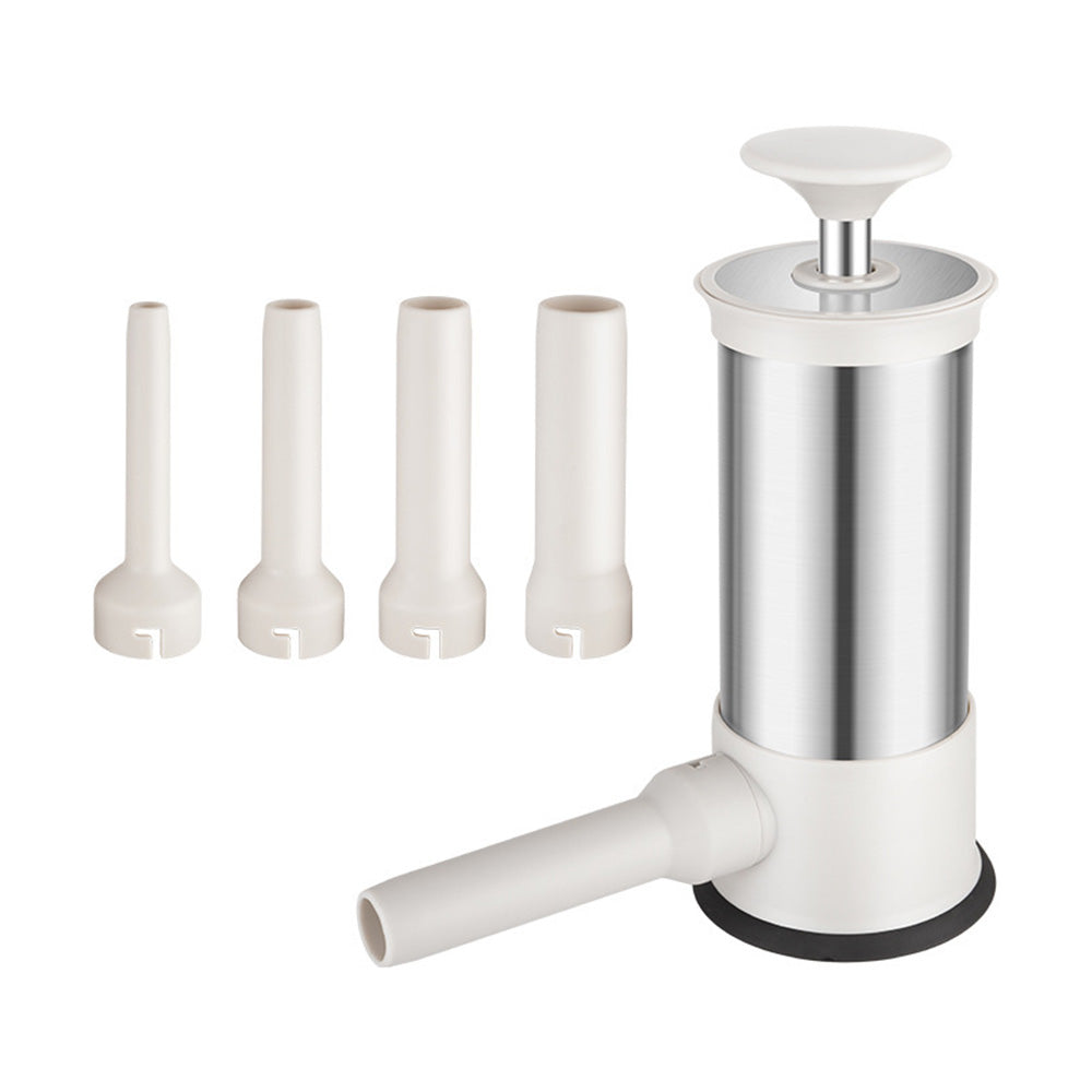 Stainless Steel Sausage Stuffer with 4 Tubes Manual Meat Stuffer