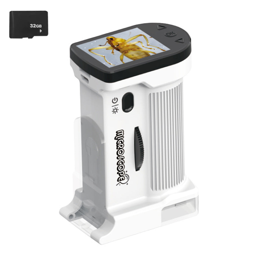 Portable Microscope with 1000X Magnification HD Screen Educational Toy-White