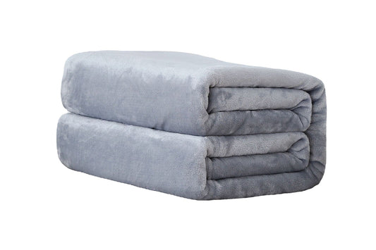 Soft Cozy Mink Feel Flannel Throw Blanket - Grey