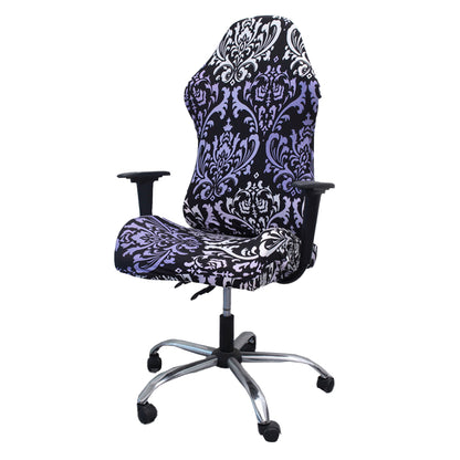 Printed Ergonomic Office Computer Game Chair Slipcovers Stretchy Seat Chair Covers -Purple