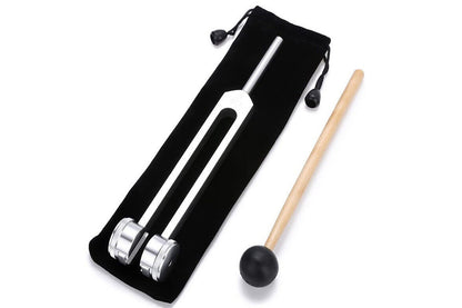 128Hz Tuning Forks Set with Reflex Hammer for Healing Meditation Chakra -Silver