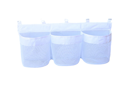 3 Compartment Horizontal Large Openings Bath Toy Organizer Hanging Mesh Shower Organizer