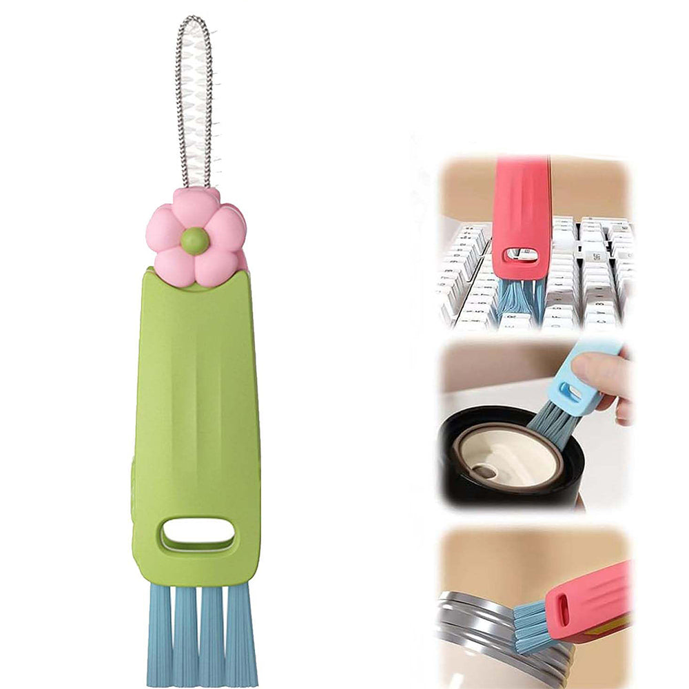 3 in 1 Multifunctional Cleaning Brush Cup Lid Gap Cleaning Brush Set-Green