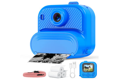 boy and girls DIY Instant Print Camera with 48MP Photo Printer-Blue