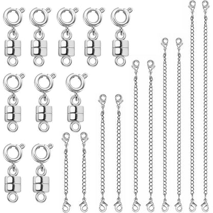 20Pcs Set Necklace Extenders and Clasps for Bracelet Chain Extension Jewelry Repair Kit White