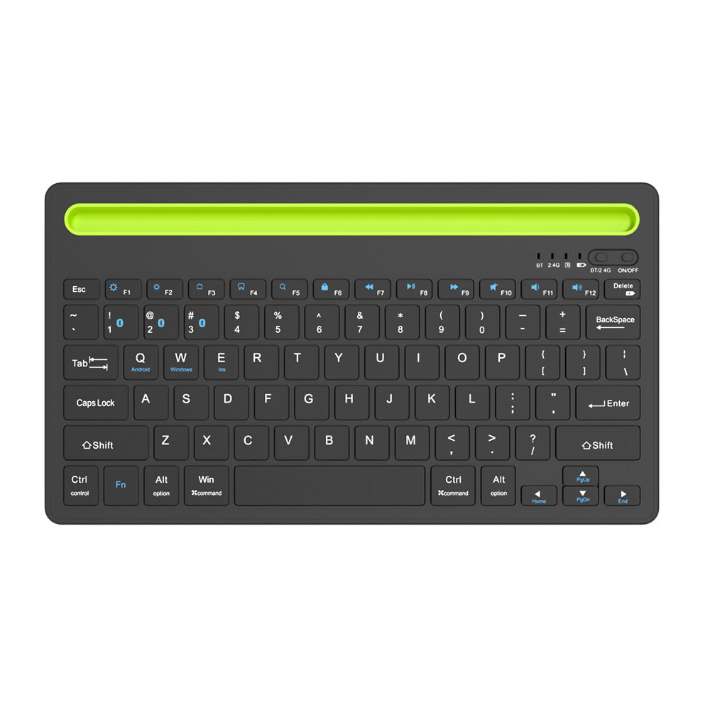 Wireless Keyboard with Phone and Tablet Stand for Windows MacOS iOS iPad-Green