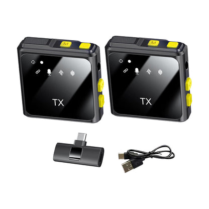 2Pcs Wireless Lavalier Microphone Lapel Microphone for Interview Vlog Live Stream Type-C Style