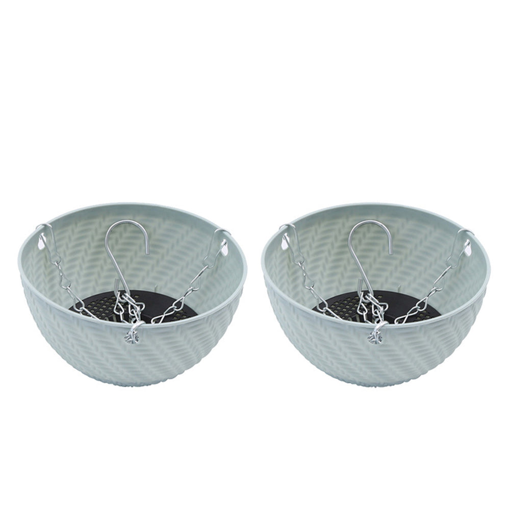 Set of 2Pcs Hanging Flower Pot Basket Garden Plant Hangers with Drainage Holes and Chain Blue