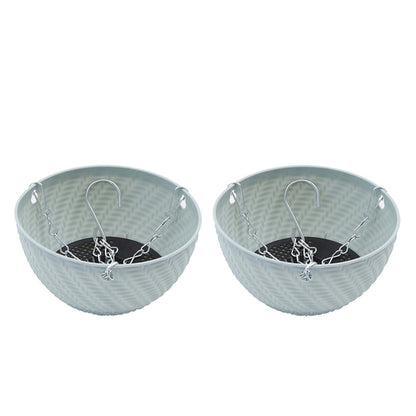 Set of 2Pcs Hanging Flower Pot Basket Garden Plant Hangers with Drainage Holes and Chain Blue