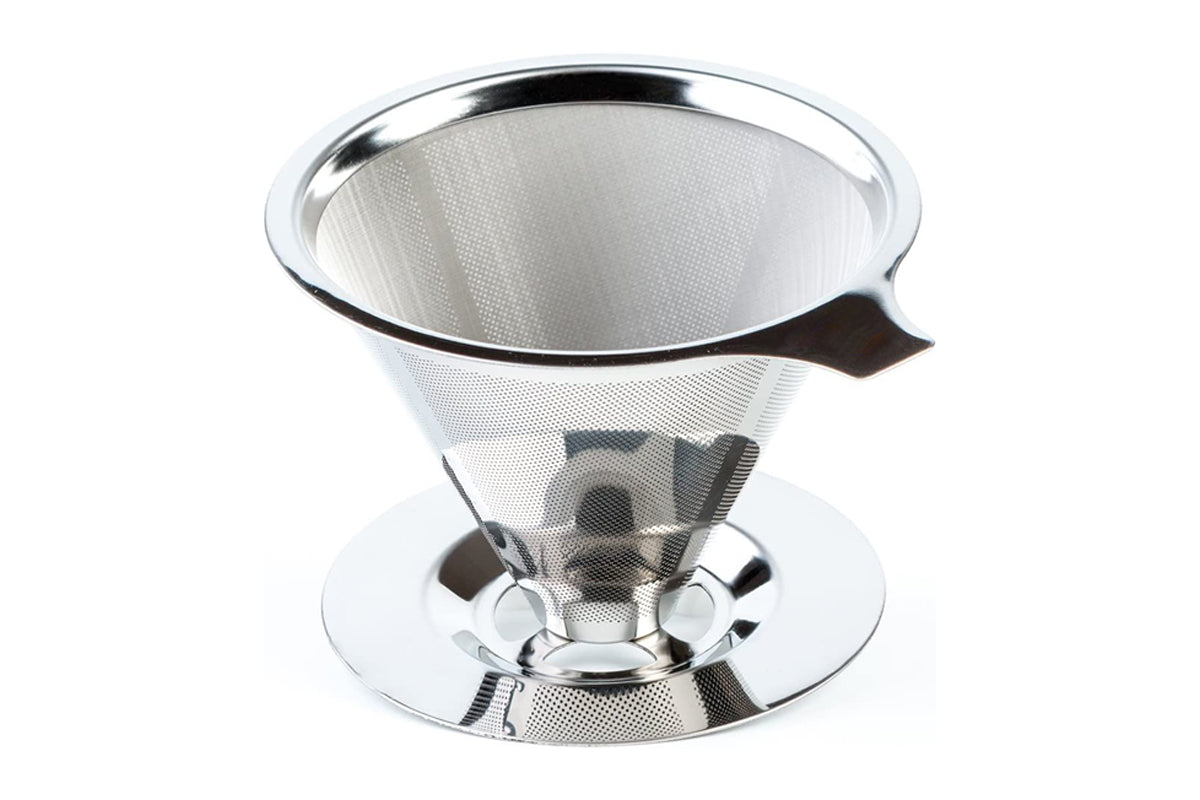 Stainless Steel Drip Cone Coffee Filter Portable Cone Pour Over Coffee Metal Fine Mesh Camping Coffee Maker