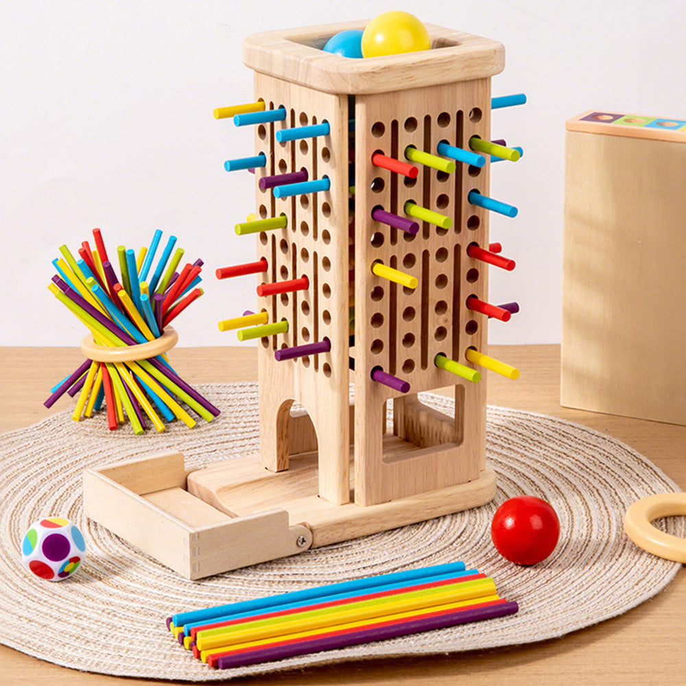Wooden Tower 3-in-1 Stick Pulling and Balance Board Game for Little Ones and Family